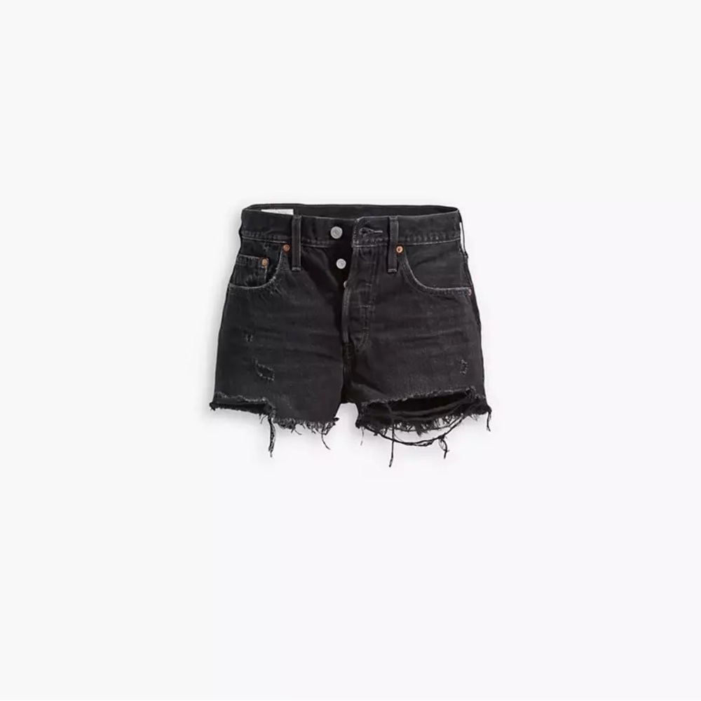 Black Distressed Denim Shorts